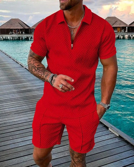 Holiday Red Polo Shirt And Shorts Co-Ord