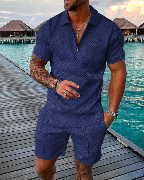 Seaside Blue Polo Shirt And Shorts Co-Ord