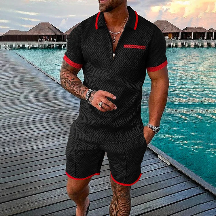 Crimson Night Polo Shirt And Shorts Co-Ord