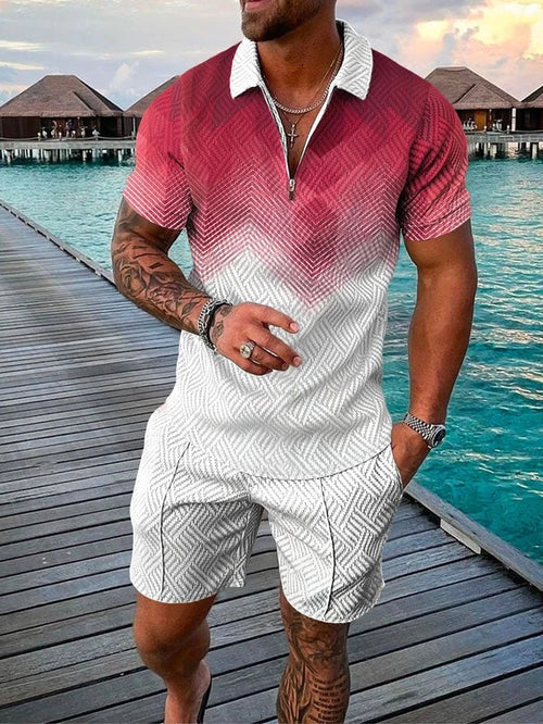 Faded Pink Polo Shirt And Shorts Co-Ord