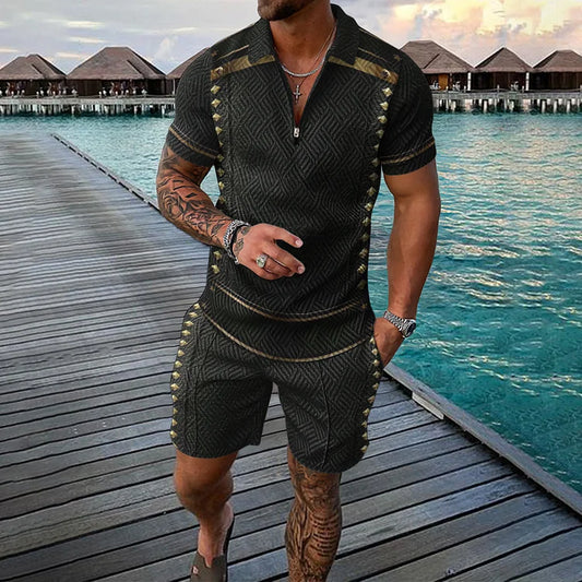 Black Diamond Polo Shirt And Shorts Co-Ord