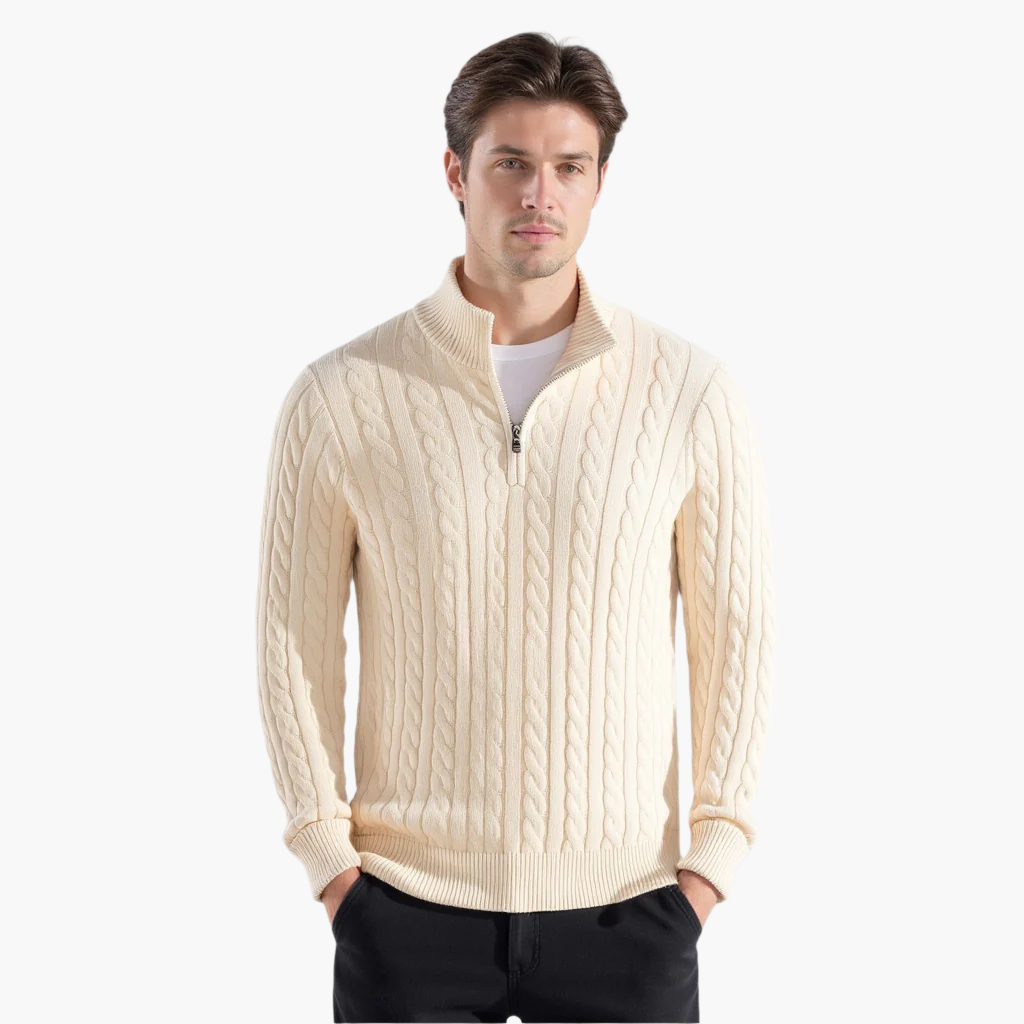 BARCLAY Zipped Cable Sweater