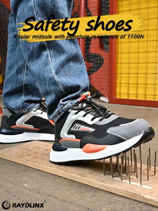 Men's Colorblock Lace-Up Safety Shoes