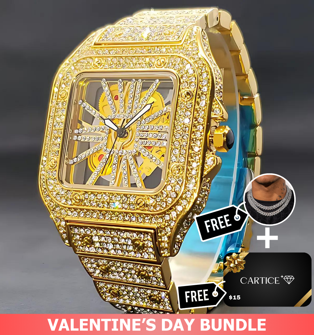 Skeleton Iced Out Watch