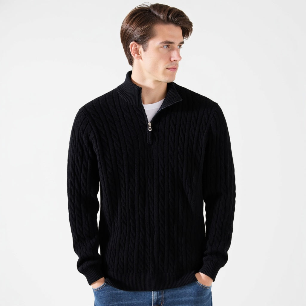 BARCLAY Zipped Cable Sweater