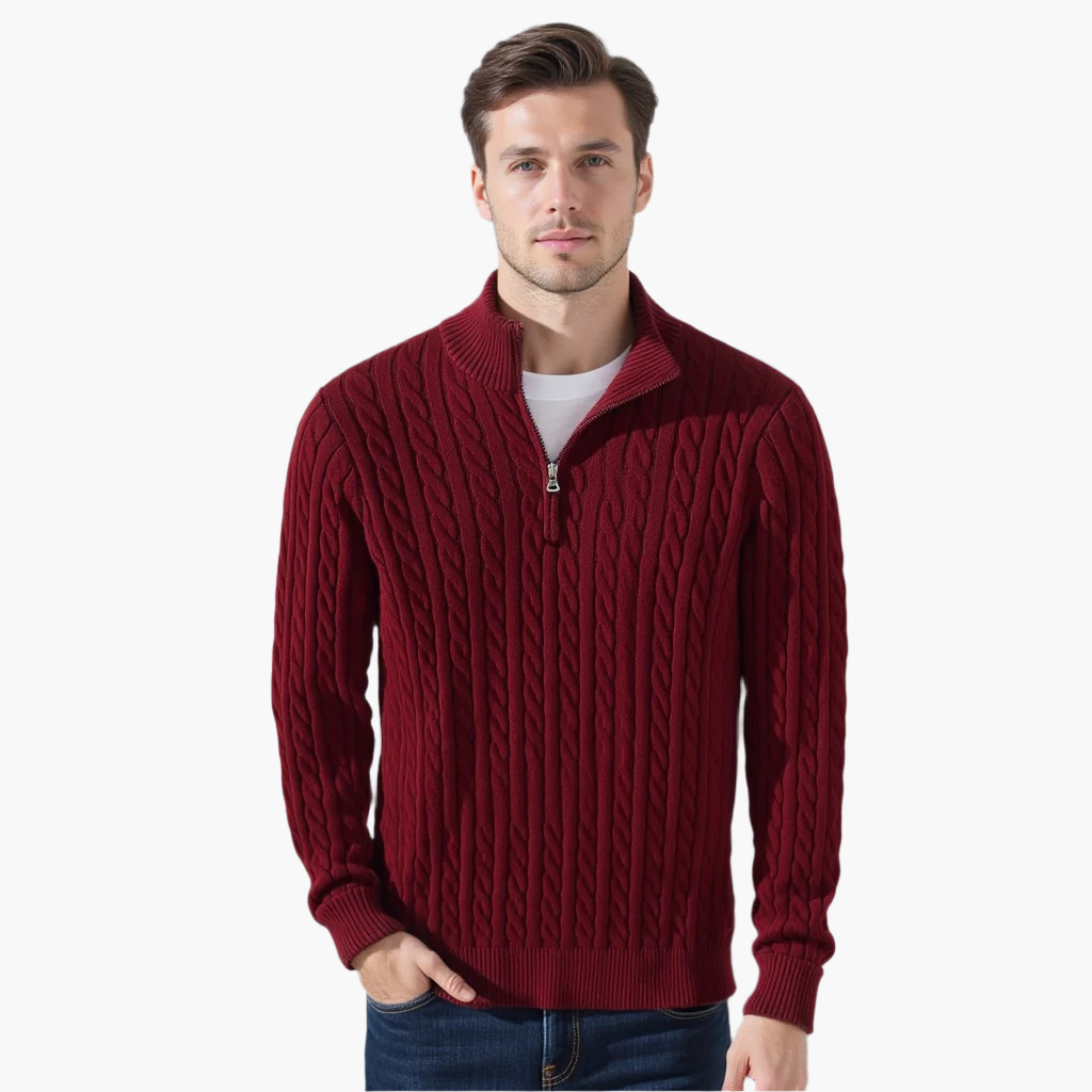 BARCLAY Zipped Cable Sweater