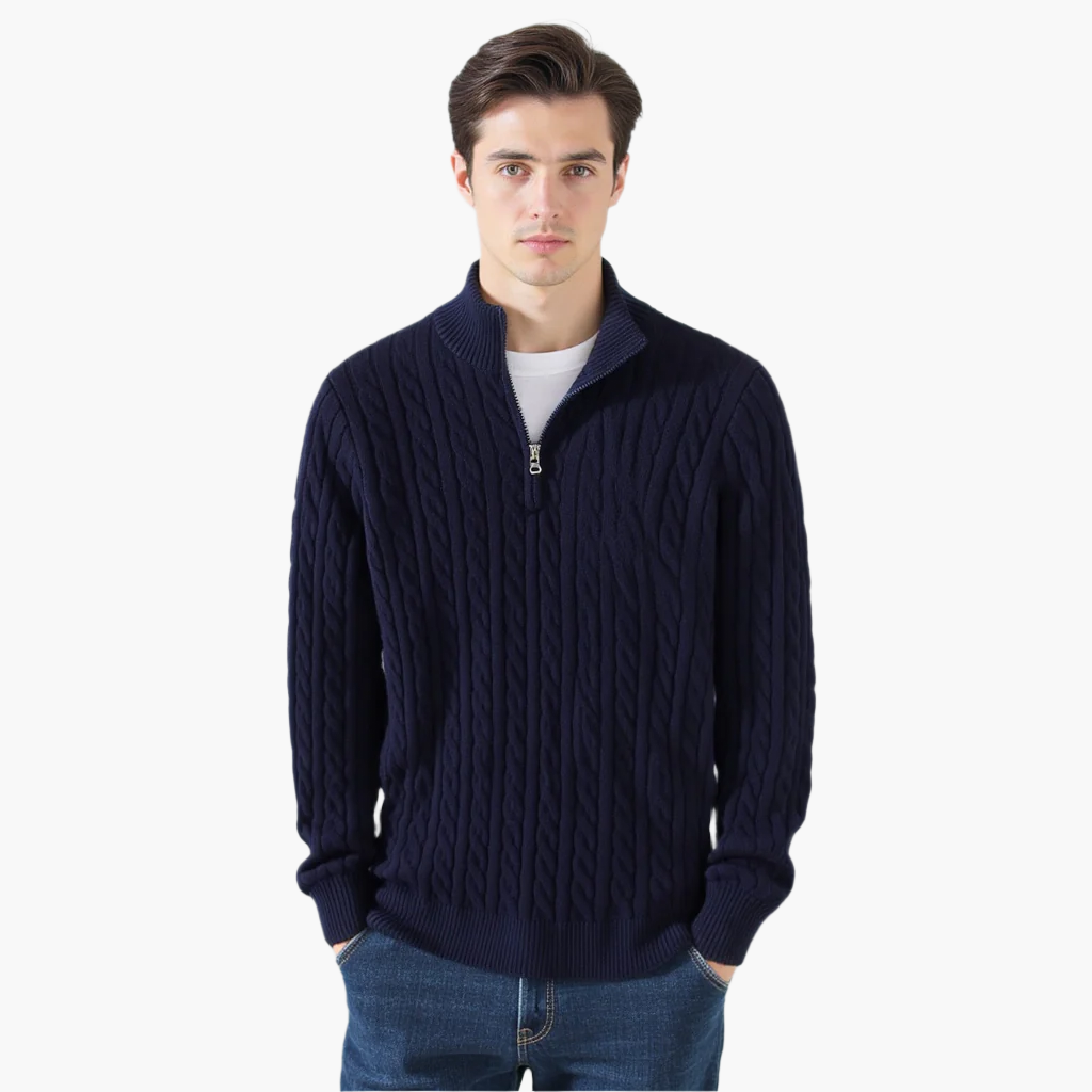 BARCLAY Zipped Cable Sweater