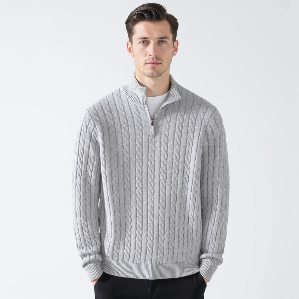 BARCLAY Zipped Cable Sweater