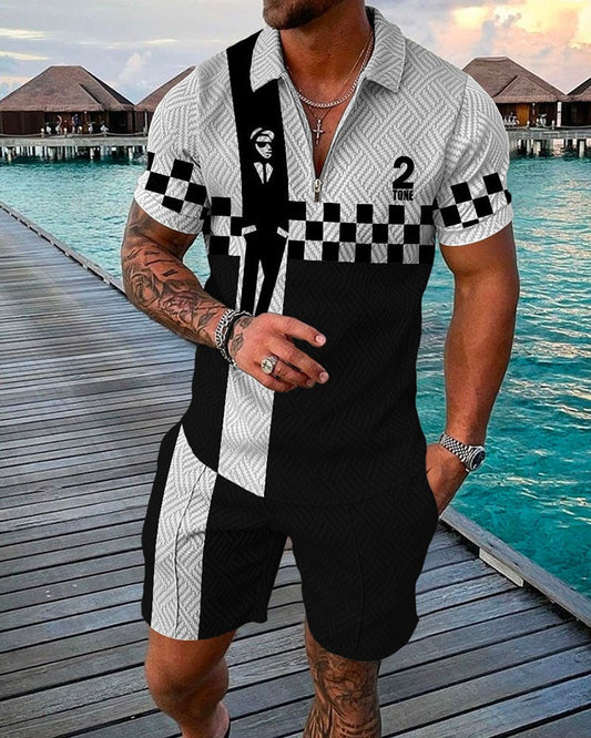 2 Tone Polo Shirt And Shorts Co-Ord